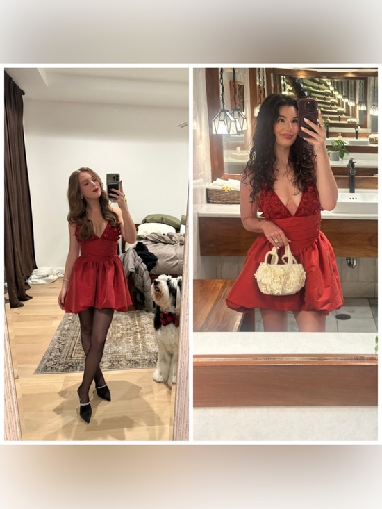 For Love And Lemons Dresses & Skirts - For Love & Lemons Esmerelda Mini Dress Red 3D Floral Bubble Hem Small